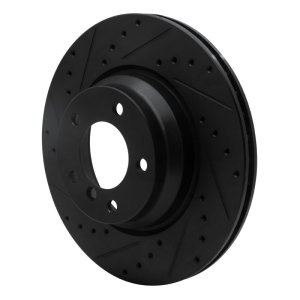 BMW X1 Brake Rotor (1) - Front Left - R1 Concepts - Drilled & Slotted - Black - `06-`12